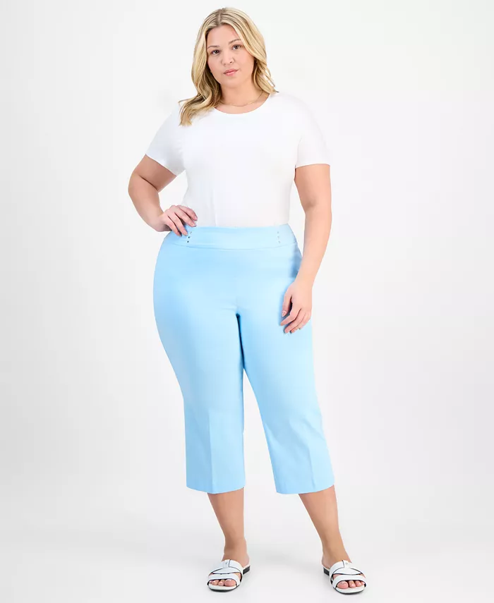 Капри с контролем живота больших размеров на резинке JM Collection, синий
Капри с контролем живота больших размеров на резинке JM Collection, синий