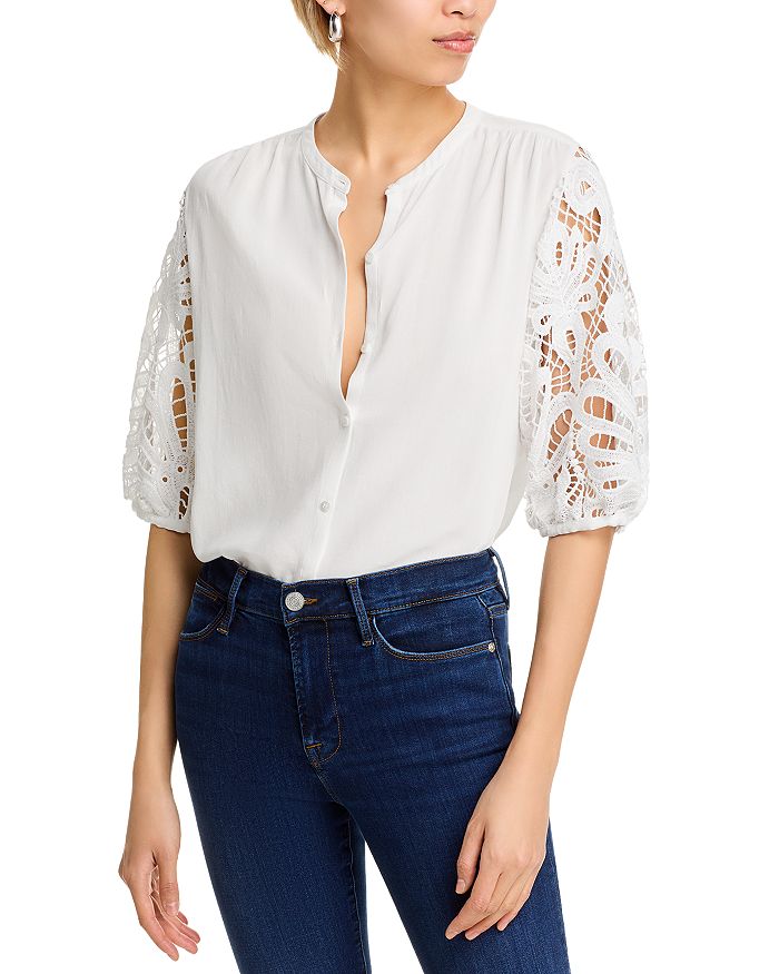 Топ Gia с кружевными рукавами Ramy Brook, слоновая кость/кремовый
Топ Gia с кружевными рукавами Ramy Brook, слоновая кость/кремовый