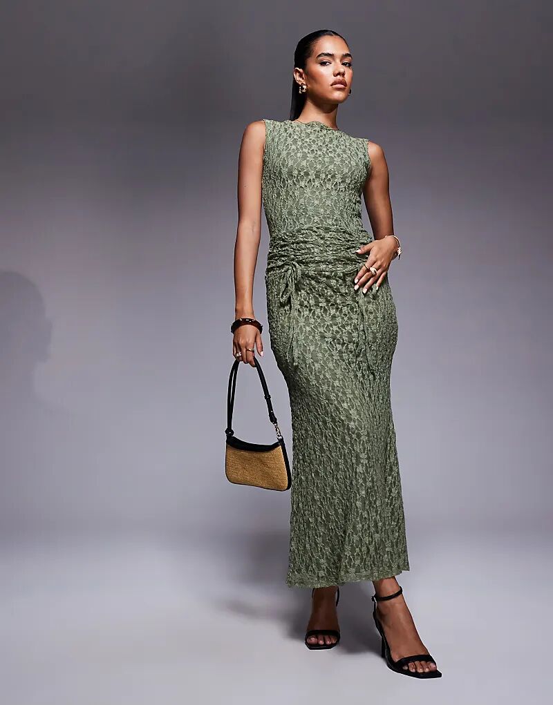 Длинное кружевное платье ASOS DESIGN зеленого цвета с присборенным поясом
Длинное кружевное платье ASOS DESIGN зеленого цвета с присборенным поясом