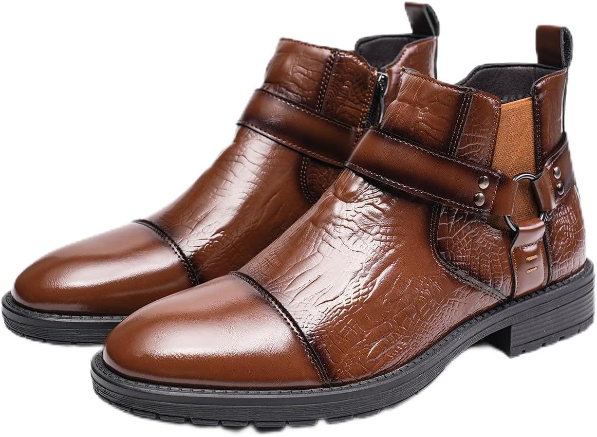 Мужские кожаные ботинки Santimon Chelsea с зауженным носком, пряжкой и боковой молнией, коричневый
Мужские кожаные ботинки Santimon Chelsea с зауженным носком, пряжкой и боковой молнией, коричневый