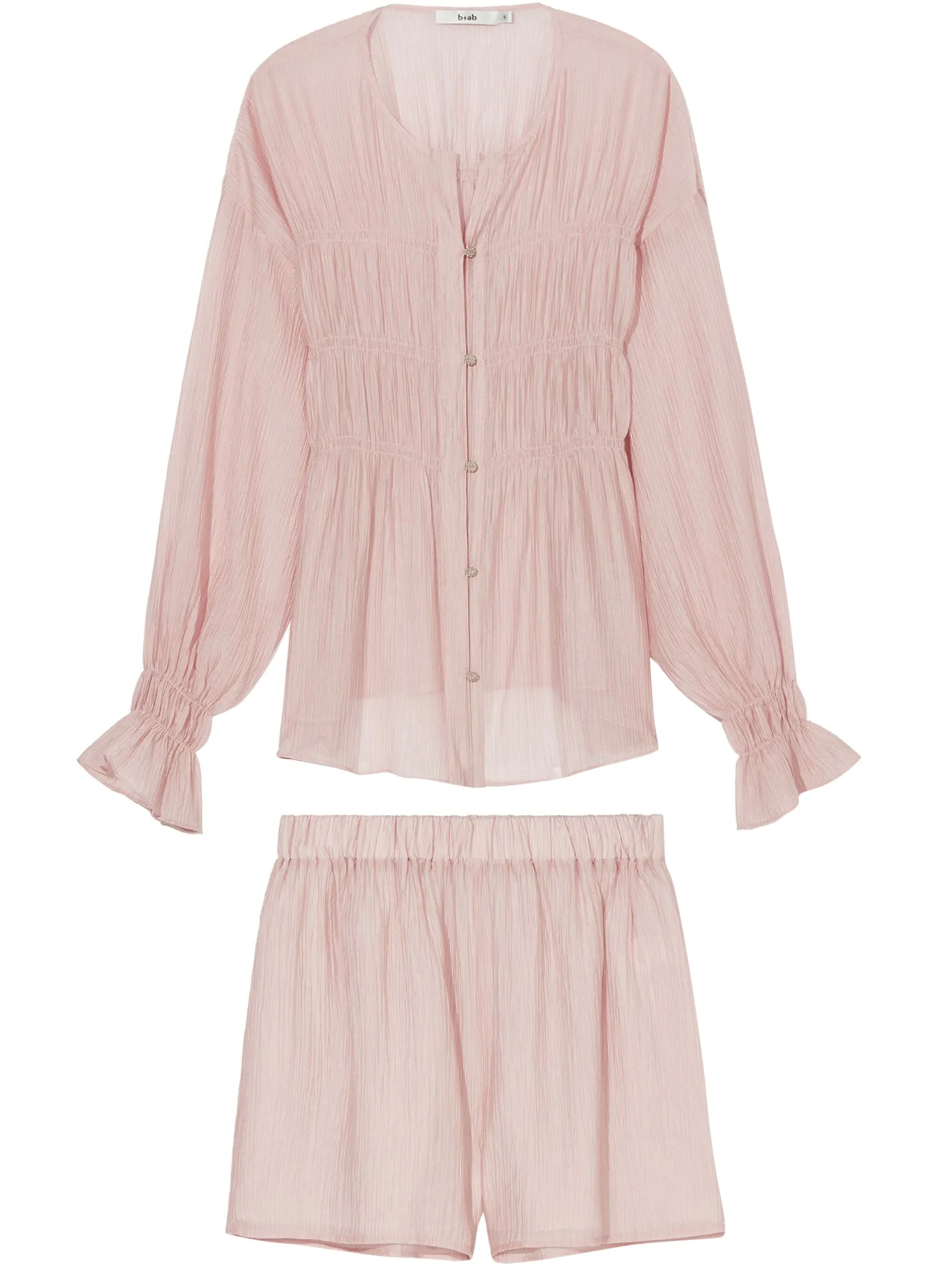 Плиссированный комплект из топа и шортов B+Ab, розовый
Плиссированный комплект из топа и шортов B+Ab, розовый
