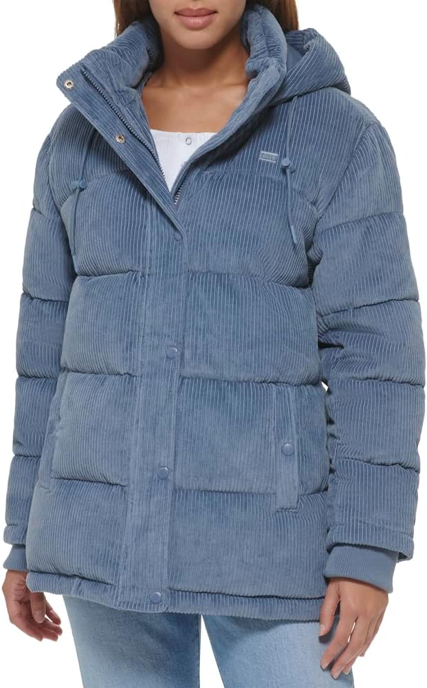 Женская куртка-пуховик Levi's стеганая с воротником-стойкой, темно-голубой 
Женская куртка-пуховик Levi's стеганая с воротником-стойкой, темно-голубой