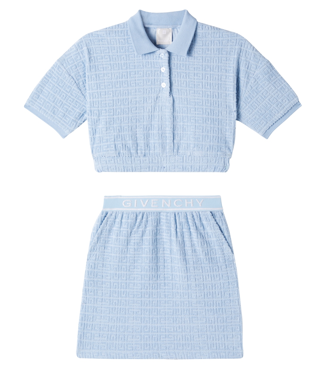 Комплект из хлопковой толстовки и юбки 4G Givenchy Kids, Sea
Комплект из хлопковой толстовки и юбки 4G Givenchy Kids, Sea