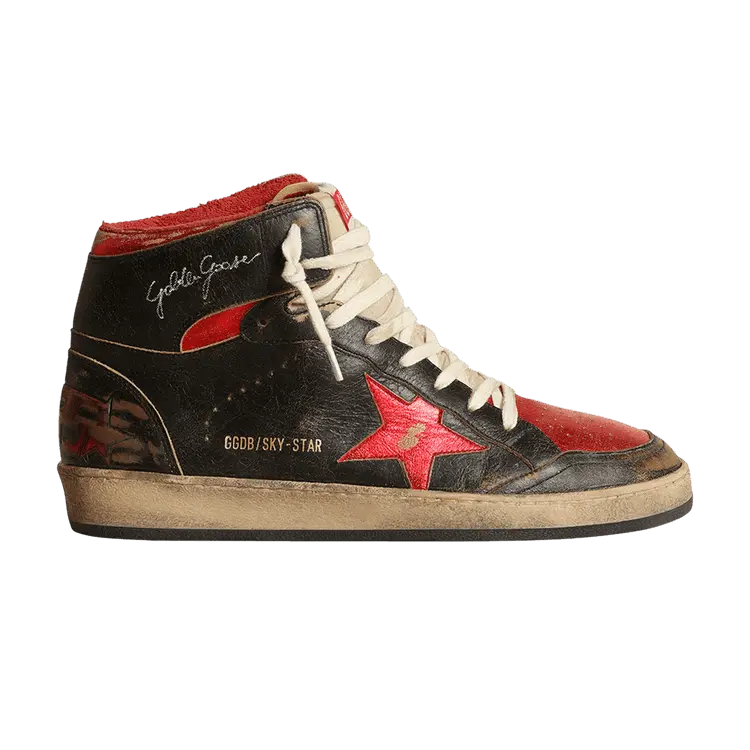 Кроссовки Golden Goose Sky Star High Black Red Metallic, черный 
Кроссовки Golden Goose Sky Star High Black Red Metallic, черный