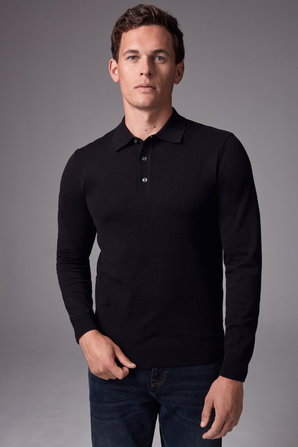 Трикотажная рубашка поло с длинным рукавом Next, черный
Трикотажная рубашка поло с длинным рукавом Next, черный