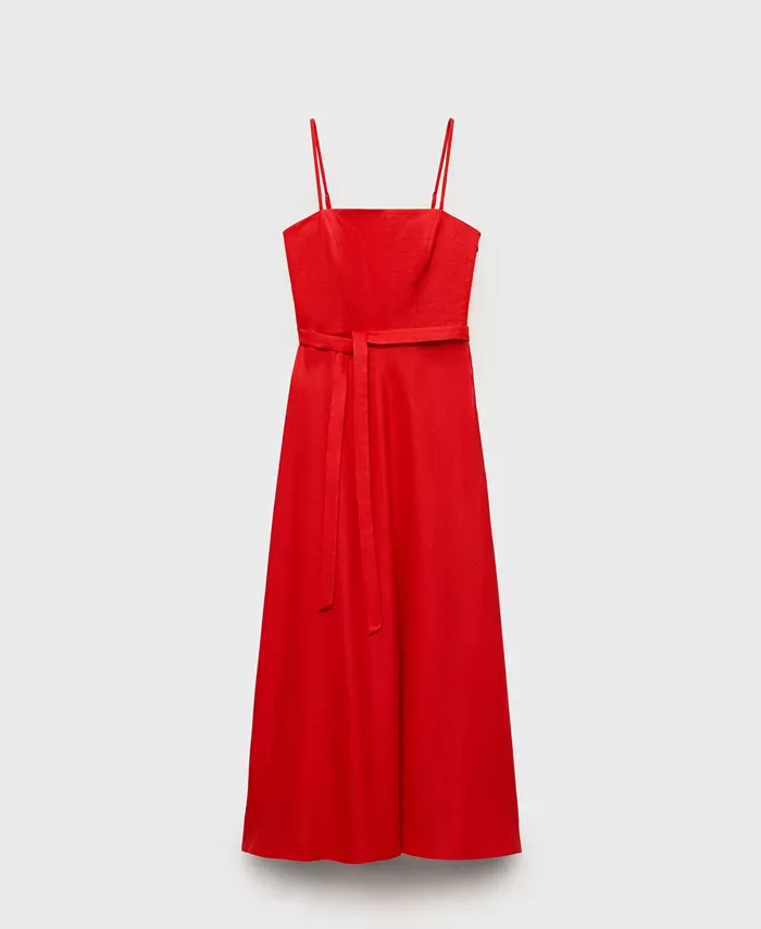 Женское платье с бантом из льна с добавками MANGO, красный
Женское платье с бантом из льна с добавками MANGO, красный