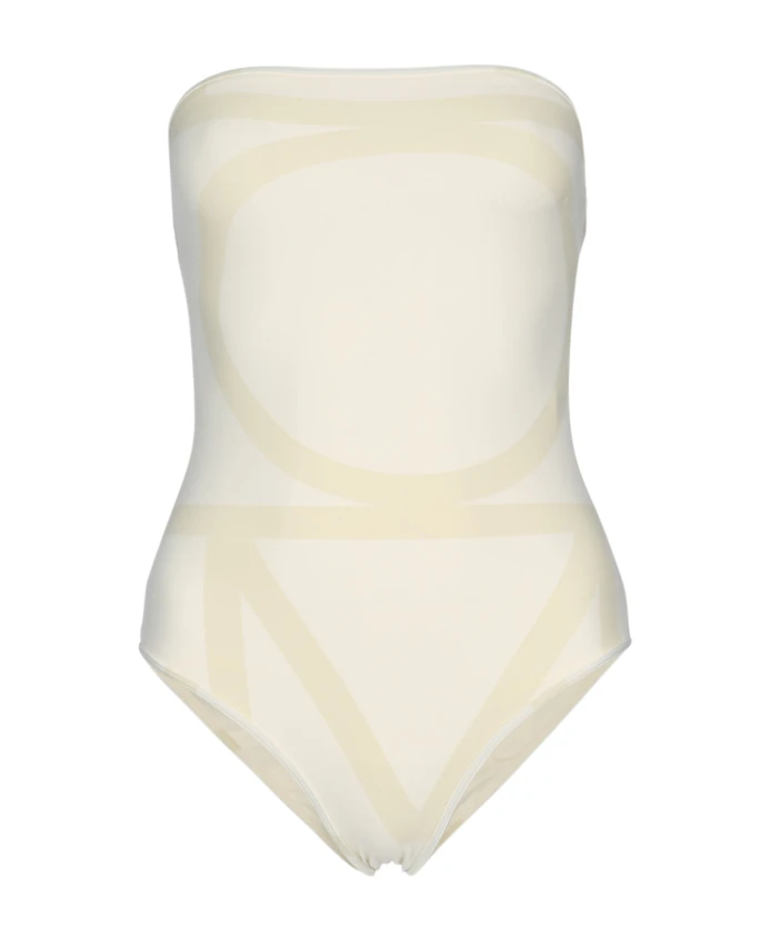 Купальник без бретелей с монограммой Totãªme, бежевый
Купальник без бретелей с монограммой Totãªme, бежевый