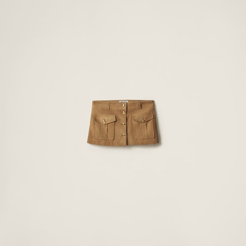 Замшевая юбка Miu Miu, коричневый 
Замшевая юбка Miu Miu, коричневый