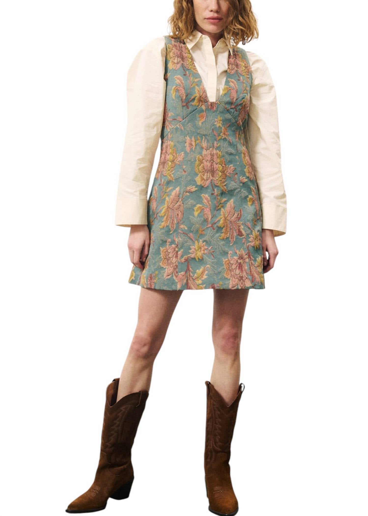 Платье из горностая в цвете Sage FRNCH 
Платье из горностая в цвете Sage FRNCH