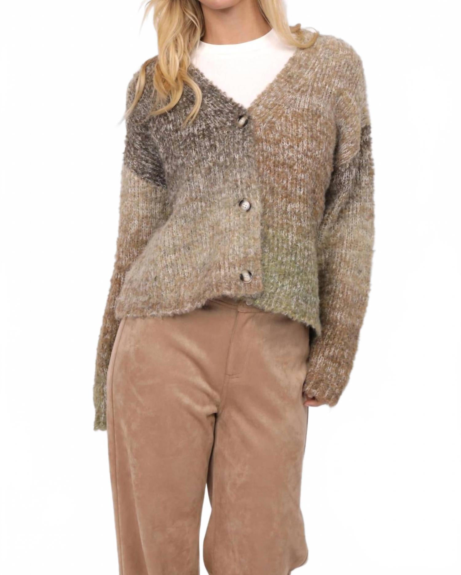 Кардиган Smiley Ombre Fuzzy Knit в оливково-коричневом цвете Sadie & Sage, оливково-коричневый
Кардиган Smiley Ombre Fuzzy Knit в оливково-коричневом цвете Sadie & Sage, оливково-коричневый