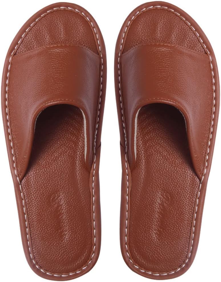 Унисекс кожаные домашние тапочки JadeRich с открытым носком, удобные плоские шлепанцы с противоскользящей подошвой для женщин и мужчин, коричневый
Унисекс кожаные домашние тапочки JadeRich с открытым носком, удобные плоские шлепанцы с противоскользящей подошвой для женщин и мужчин, коричневый