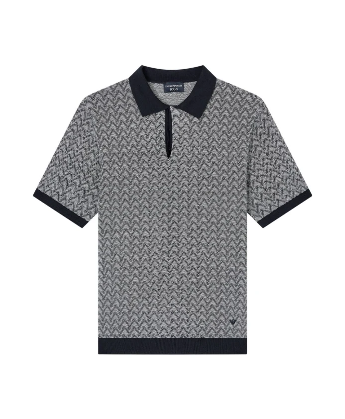 Рубашка-Поло с синим шевронным узором Emporio Armani, синий
Рубашка-Поло с синим шевронным узором Emporio Armani, синий