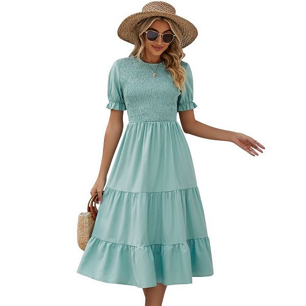 Женское летнее платье миди с присборенной талией и короткими рукавами Yesfashion, Green
Женское летнее платье миди с присборенной талией и короткими рукавами Yesfashion, Green
