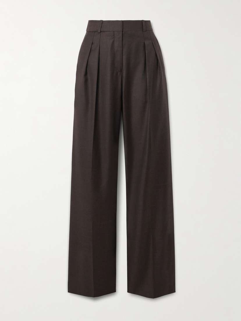 Прямые брюки из шерстяной саржи со складками Loulou De Saison, коричневый
Прямые брюки из шерстяной саржи со складками Loulou De Saison, коричневый