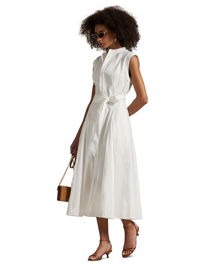 Хлопковое бесшовное платье-рубашка А-силуэта с поясом Ralph Lauren, белый
Хлопковое бесшовное платье-рубашка А-силуэта с поясом Ralph Lauren, белый