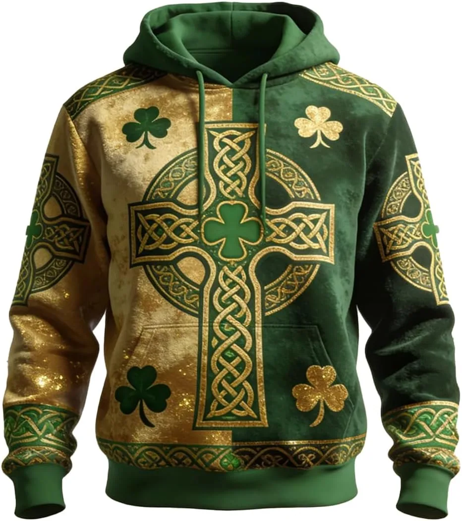 Мужская толстовка с кельтским крестом и клевером
Мужская толстовка с кельтским крестом и клевером