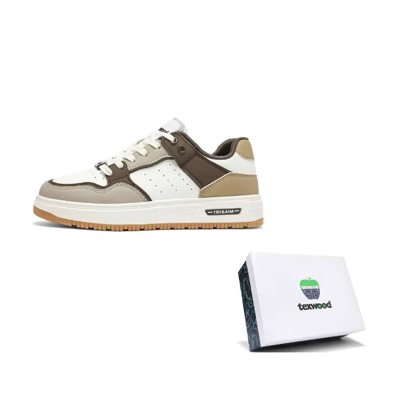 TEXWOOD Скользоустойчивые амортизирующие износостойкие низкие скейтерские кроссовки мужские Box - белый коричневый Box, цвет White Brown Box 
TEXWOOD Скользоустойчивые амортизирующие износостойкие низкие скейтерские кроссовки мужские Box - белый коричневый Box, цвет White Brown Box