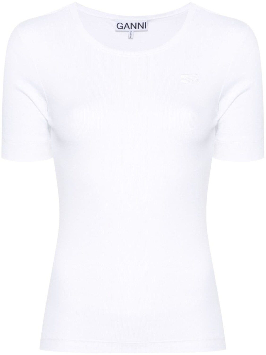 Футболка в рубчик с вышитым логотипом GANNI, белый
Футболка в рубчик с вышитым логотипом GANNI, белый