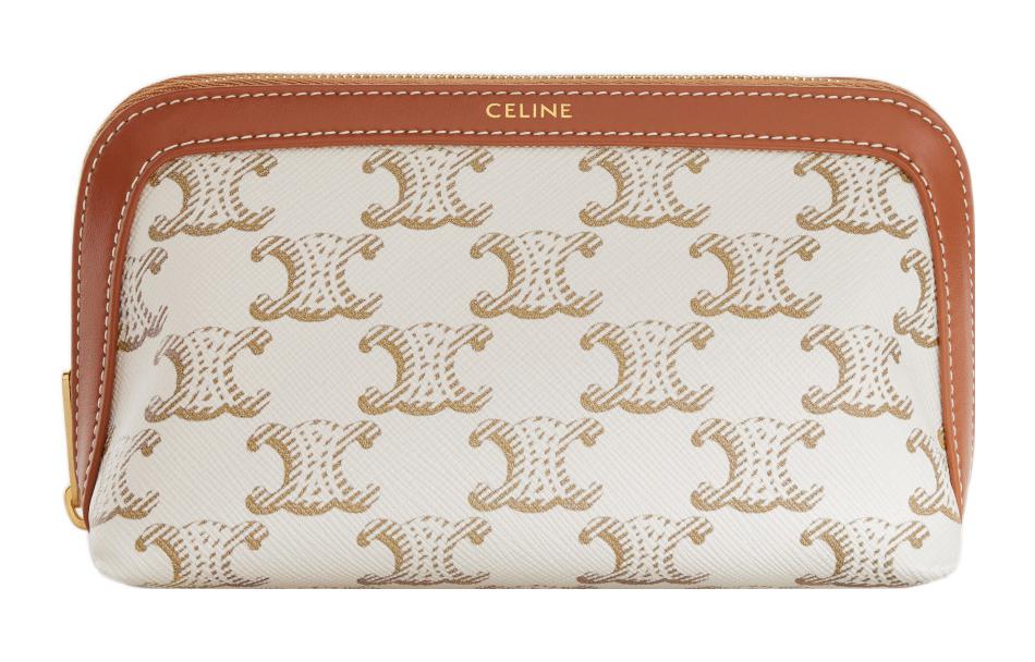 Celine Женская косметичка из холста с кожаными вставками, маленькая, белая
Celine Женская косметичка из холста с кожаными вставками, маленькая, белая