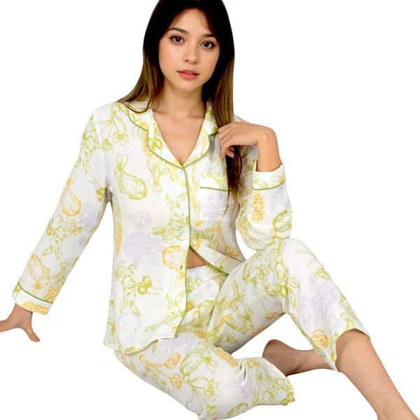 Женский комплект пижамы из шифона с принтом, рубашка на пуговицах и брюки свободного кроя Anna-Kaci
Женский комплект пижамы из шифона с принтом, рубашка на пуговицах и брюки свободного кроя Anna-Kaci