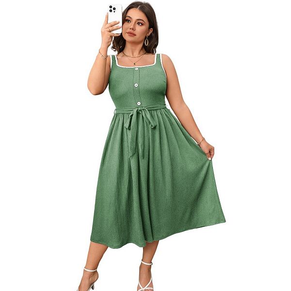 Женское платье plus size sleeveless button u-neck pleated swing для пляжа и вечеринок Yesfashion, Green
Женское платье plus size sleeveless button u-neck pleated swing для пляжа и вечеринок Yesfashion, Green