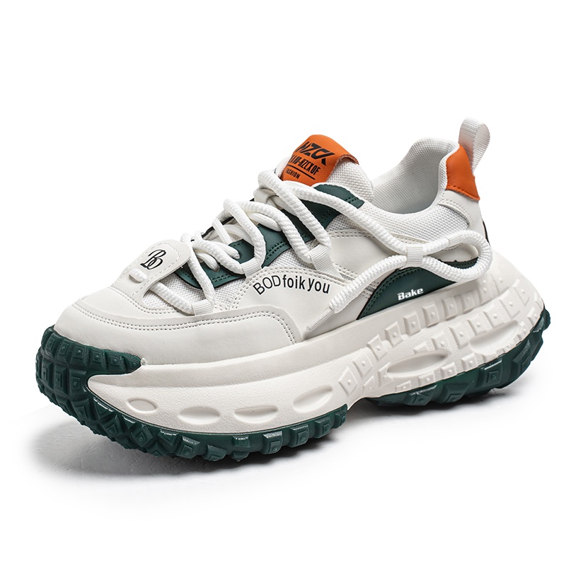 Износостойкие дышащие низкие массивные кроссовки для мужчин BAKE, White Black 
Износостойкие дышащие низкие массивные кроссовки для мужчин BAKE, White Black