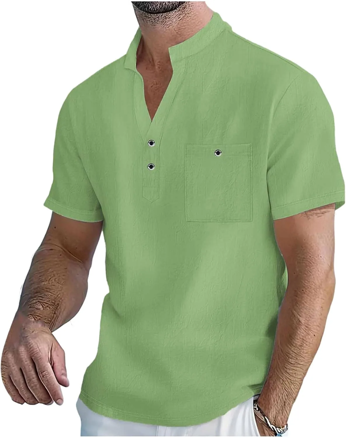 Мужская повседневная рубашка с коротким рукавом, хлопок лен, отложной воротник
Мужская повседневная рубашка с коротким рукавом, хлопок лен, отложной воротник