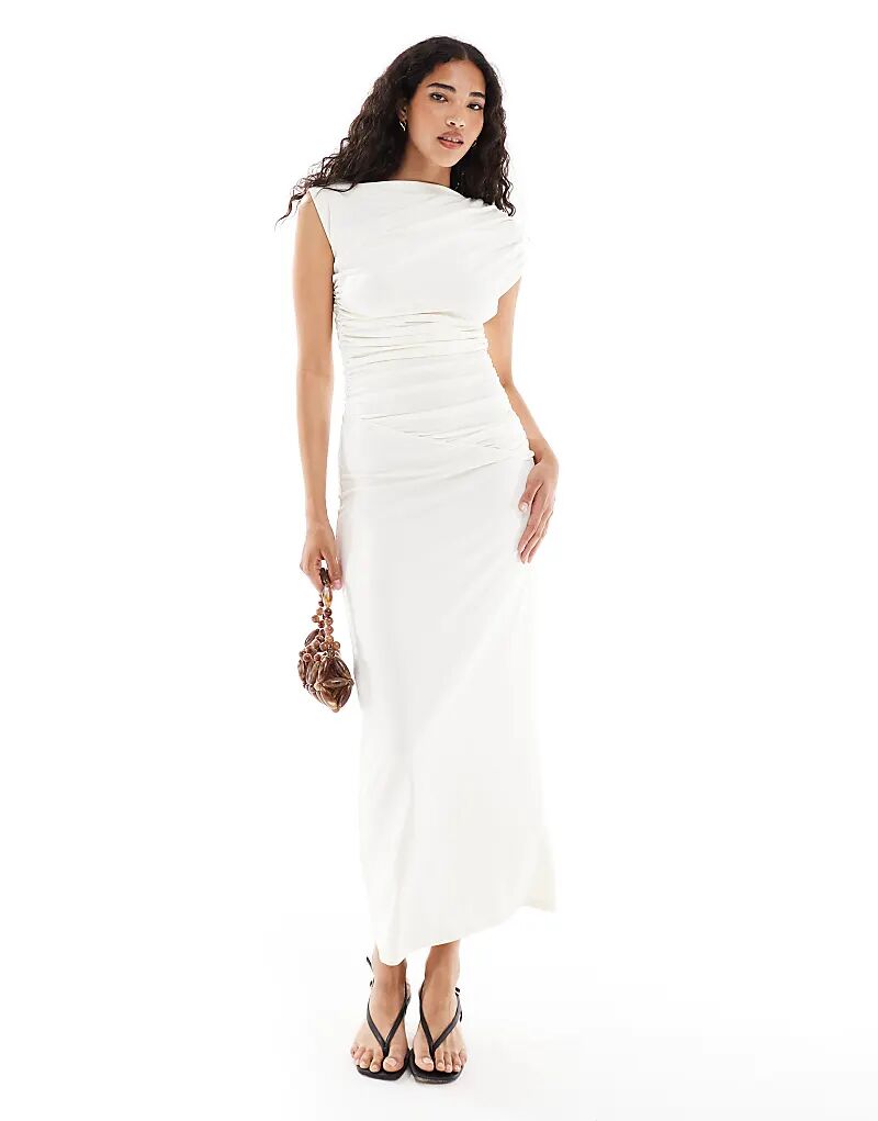 4th & Reckless Двухслойное облегающее платье макси без рукавов с драпировкой на талии, с высоким воротом, кремового цвета
4th & Reckless Двухслойное облегающее платье макси без рукавов с драпировкой на талии, с высоким воротом, кремового цвета