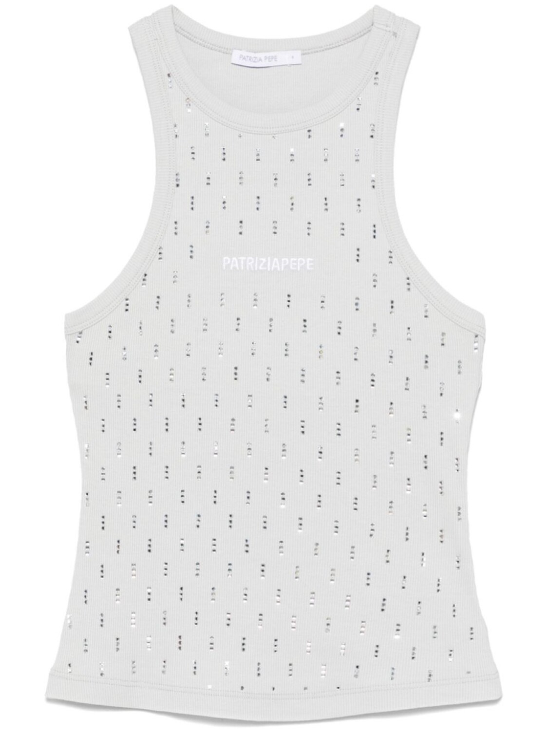 Топ Patrizia Pepe с вышитым логотипом, серебряный
Топ Patrizia Pepe с вышитым логотипом, серебряный