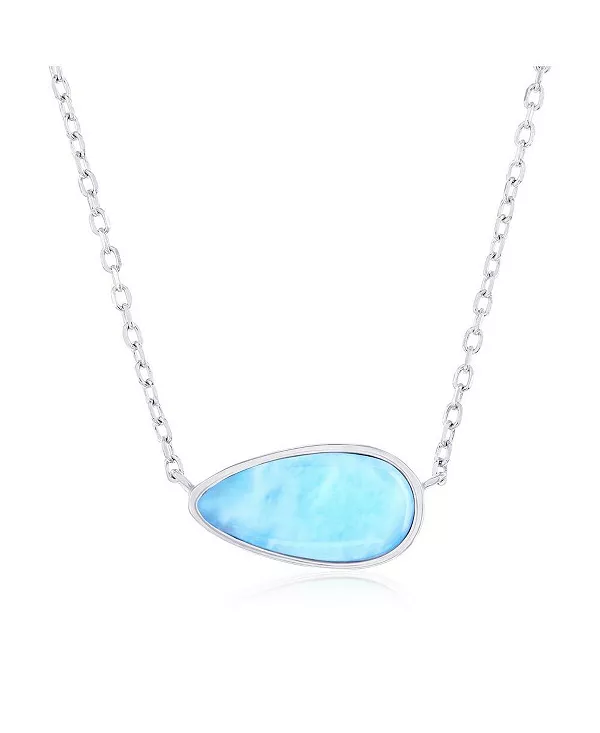 Ожерелье из стерлингового серебра с ларимаром в форме боковой груши Caribbean Treasures, blue