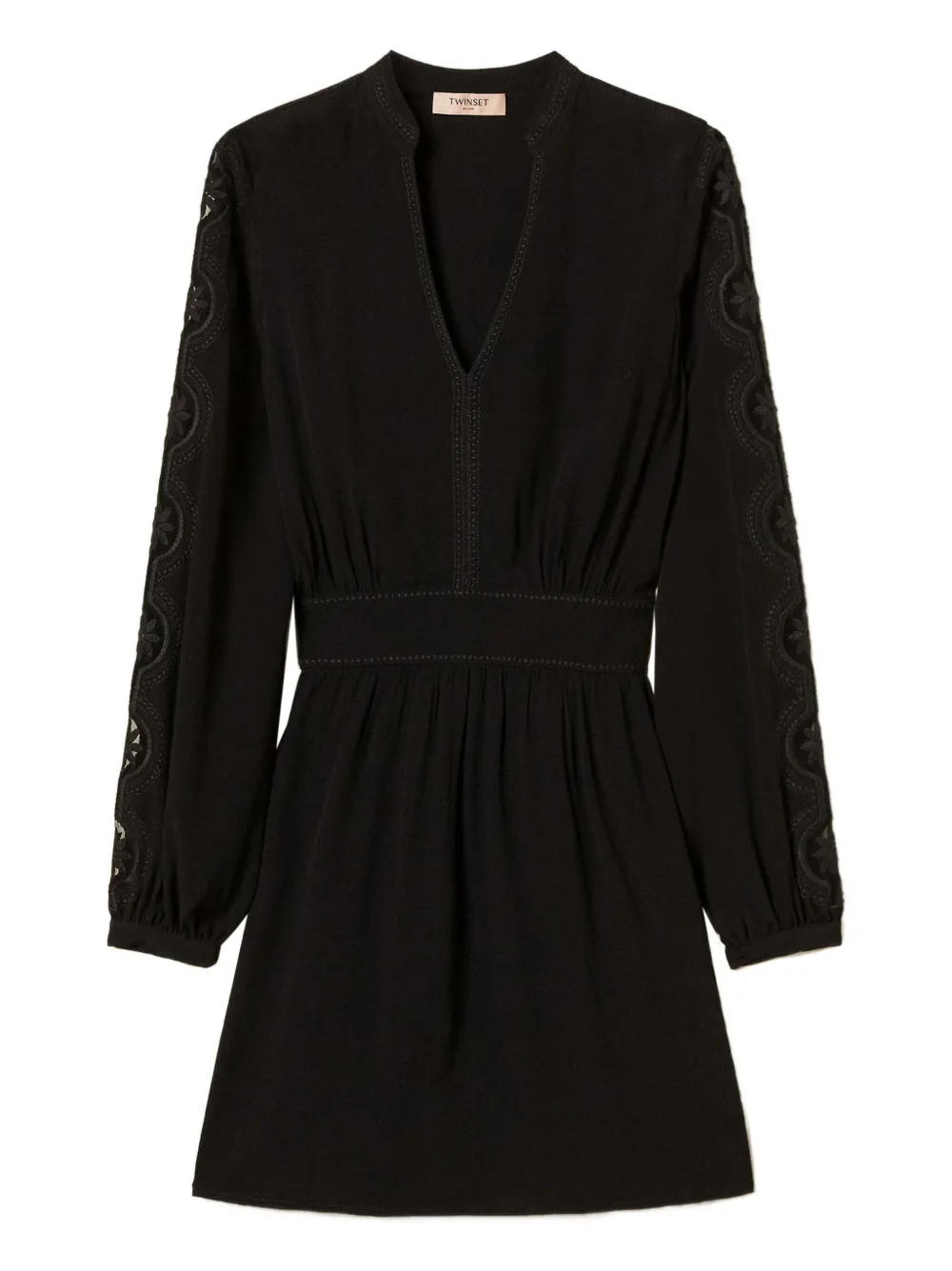 Платье мини с V-образным вырезом и вышивкой TWINSET, черный
Платье мини с V-образным вырезом и вышивкой TWINSET, черный
