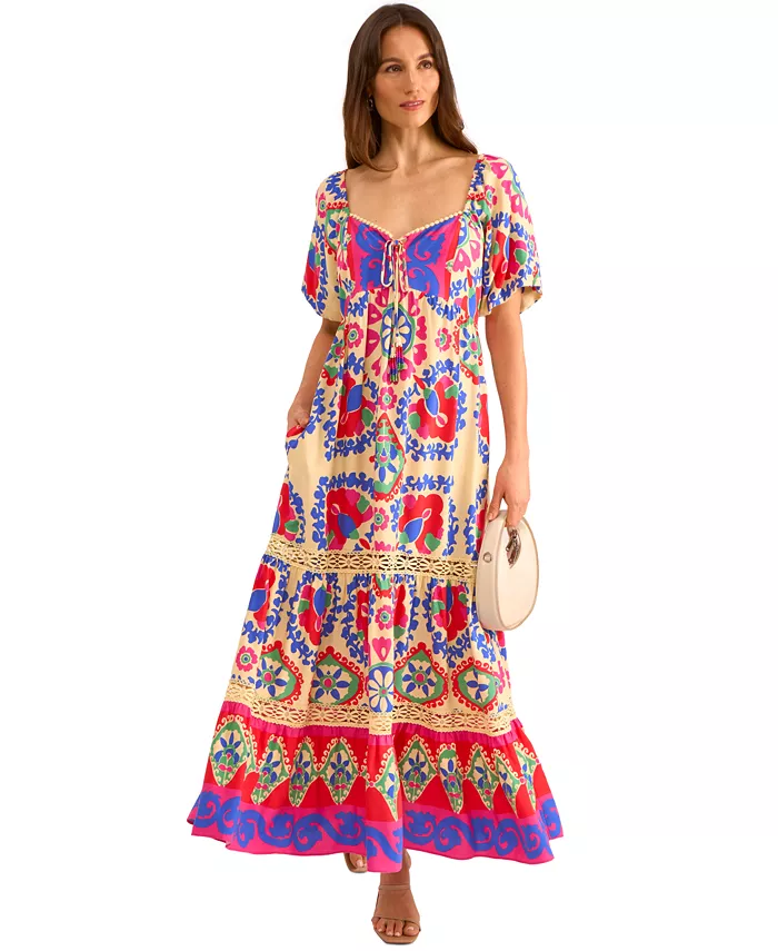 Женское платье с ярусами, пышными рукавами и завязкой на шее Vince Camuto, мультиколор
Женское платье с ярусами, пышными рукавами и завязкой на шее Vince Camuto, мультиколор