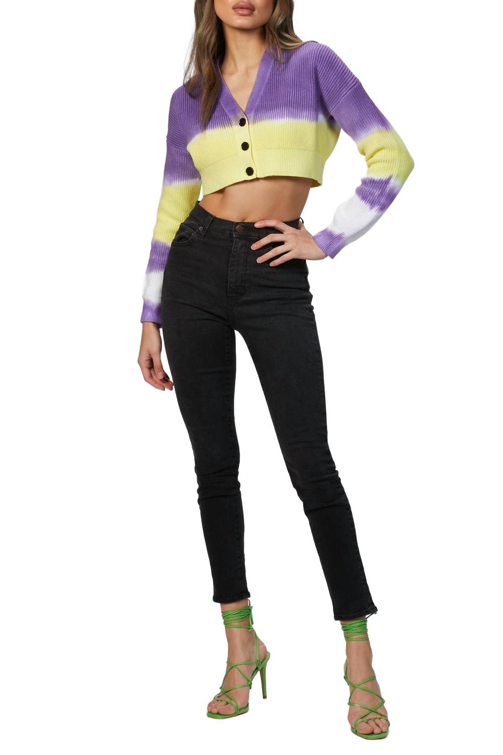 Лиловый укороченный кардиган в технике тай-дай MSGM
Лиловый укороченный кардиган в технике тай-дай MSGM