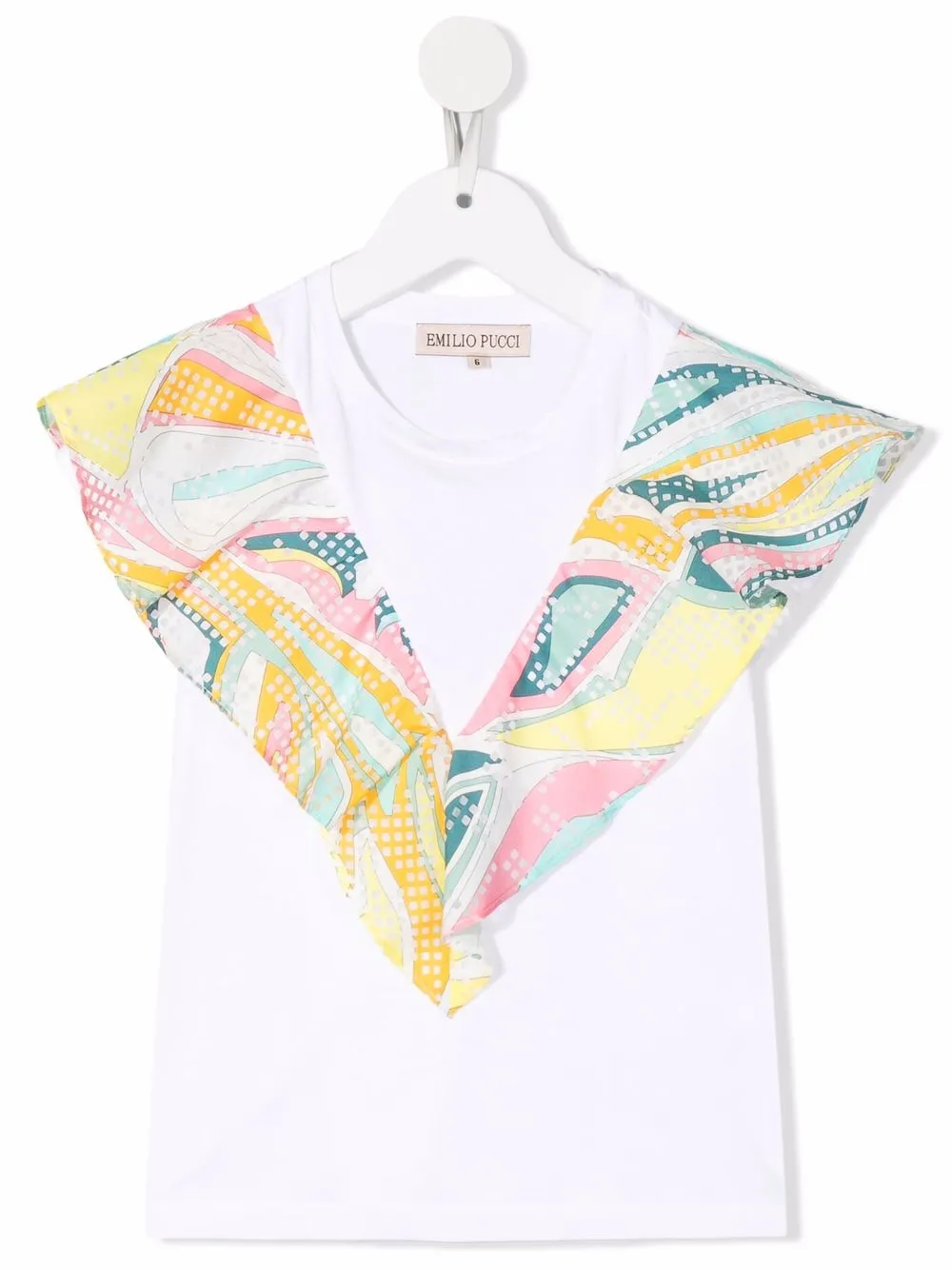 Футболка с оборками PUCCI Junior, белый 
Футболка с оборками PUCCI Junior, белый