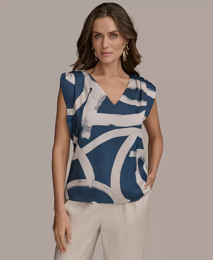 Женская блузка без рукавов с принтом Donna Karan New York, синий 
Женская блузка без рукавов с принтом Donna Karan New York, синий