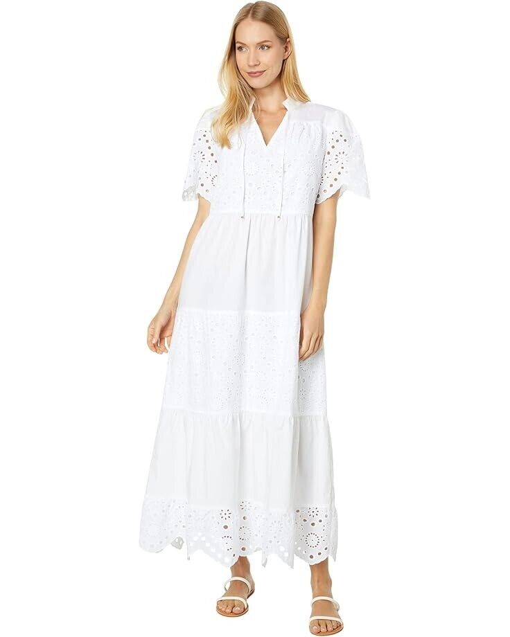 Женское белое макси-платье H By Halston из смешанных материалов с ярусами
Женское белое макси-платье H By Halston из смешанных материалов с ярусами