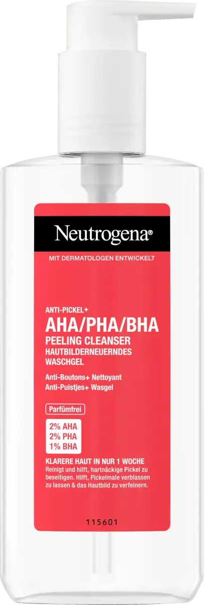 Очищающее средство-пилинг против прыщей AHA/PHA/BHA 200 мл Neutrogena
Очищающее средство-пилинг против прыщей AHA/PHA/BHA 200 мл Neutrogena