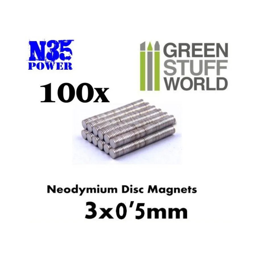 N35 Неодимовые магниты 3x0,5 мм - 100 карат, Accessories - Magnets (Green Stuff World)
N35 Неодимовые магниты 3x0,5 мм - 100 карат, Accessories - Magnets (Green Stuff World)