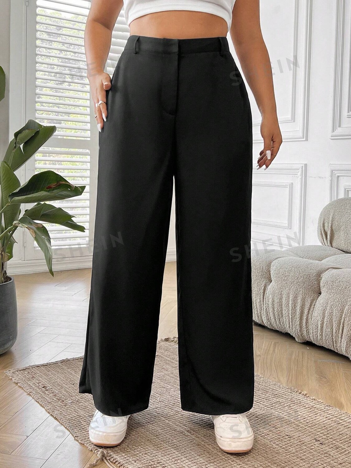 EZwear костюмные брюки больших размеров, Однотонные, прямого кроя Shein, черный
EZwear костюмные брюки больших размеров, Однотонные, прямого кроя Shein, черный