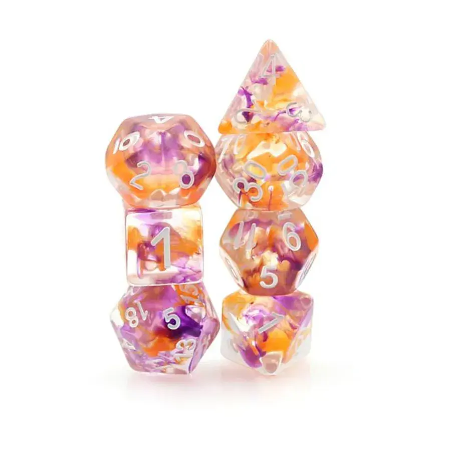 Набор Poly — фиолетово-оранжевый водоворот с белым (7), Dice Sets - Resin/Acrylic - Rainbow & Multi-Colored (Foam Brain Games)
Набор Poly — фиолетово-оранжевый водоворот с белым (7), Dice Sets - Resin/Acrylic - Rainbow & Multi-Colored (Foam Brain Games)