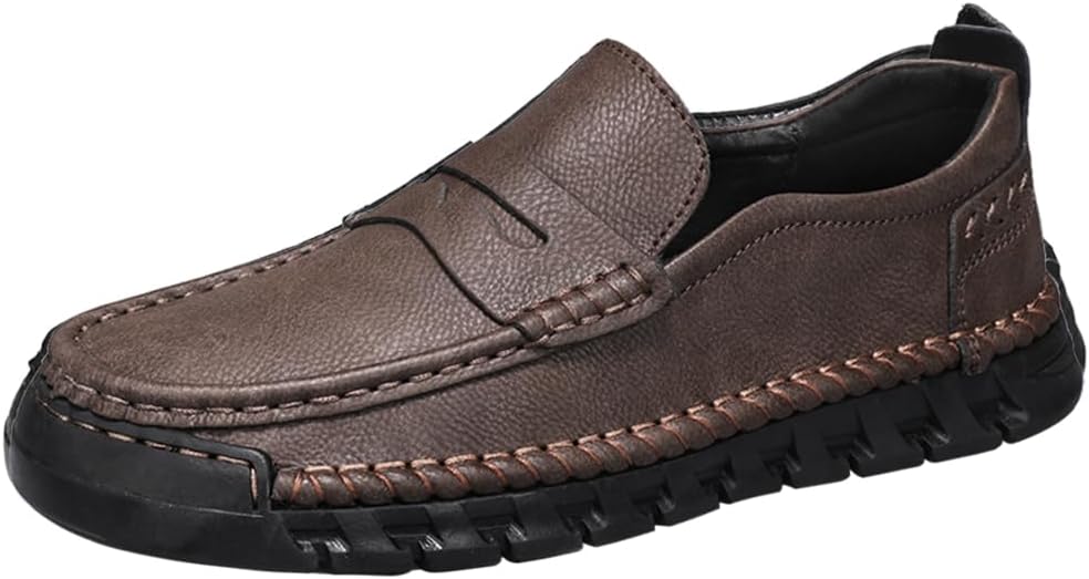 Мужские кожаные лоферы Asifn, удобные повседневные туфли на скользящей подошве с закругленным носком, ручная строчка, нескользящая подошва, для ежедневного использования, вождения, офиса и прогулок, коричневый
Мужские кожаные лоферы Asifn, удобные повседневные туфли на скользящей подошве с закругленным носком, ручная строчка, нескользящая подошва, для ежедневного использования, вождения, офиса и прогулок, коричневый