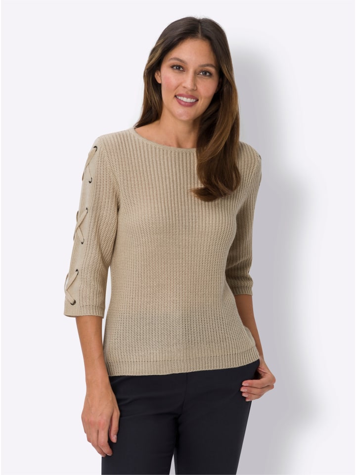 Свитер с круглым вырезом песочного цвета Sieh an!
Свитер с круглым вырезом песочного цвета Sieh an!