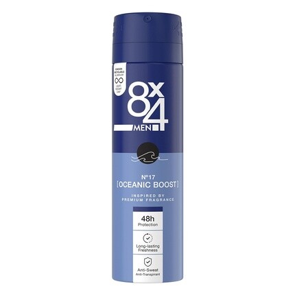 8X4 Men Deo N° 17 Oceanic Boost 150 мл Дезодорант для мужчин с освежающим ароматом, защита от пота, 48 часов
8X4 Men Deo N° 17 Oceanic Boost 150 мл Дезодорант для мужчин с освежающим ароматом, защита от пота, 48 часов