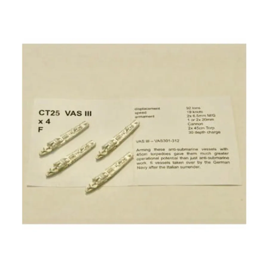 ВАС III, Figurehead Ships - WWII Coastal Forces - Italian (1:1250) (Noble Miniatures)
ВАС III, Figurehead Ships - WWII Coastal Forces - Italian (1:1250) (Noble Miniatures)