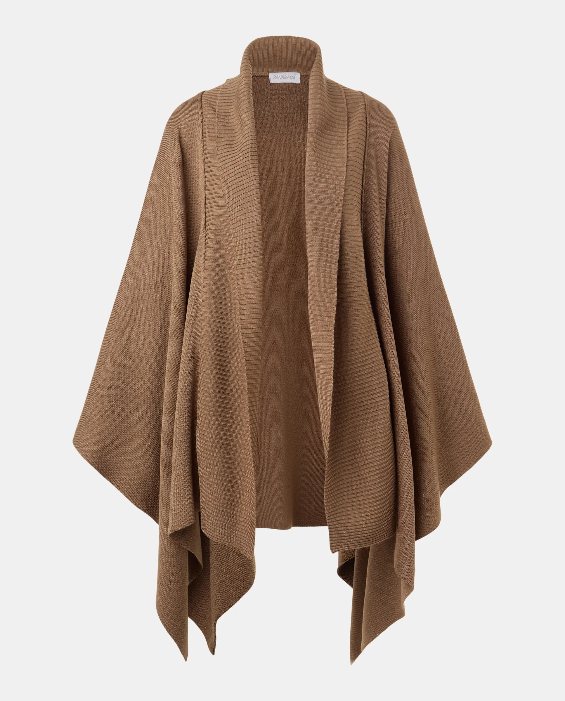 Пончо из трикотажной ткани в рубчик Banarassi, коричневый
Пончо из трикотажной ткани в рубчик Banarassi, коричневый