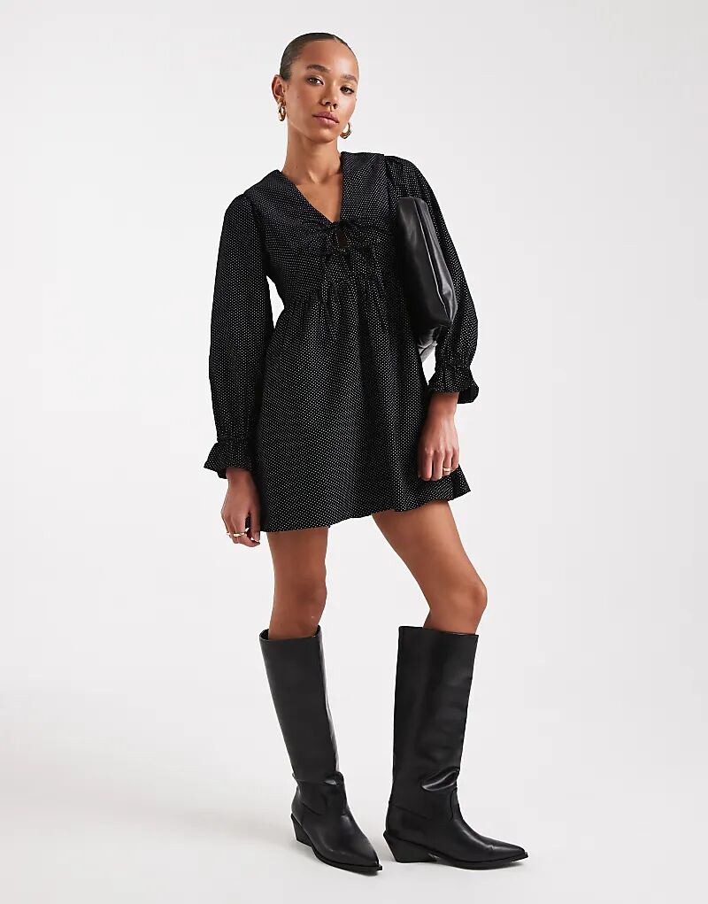 Платье-рубашка в горошек в стиле Wednesday's Girl с воротником, черное
Платье-рубашка в горошек в стиле Wednesday's Girl с воротником, черное