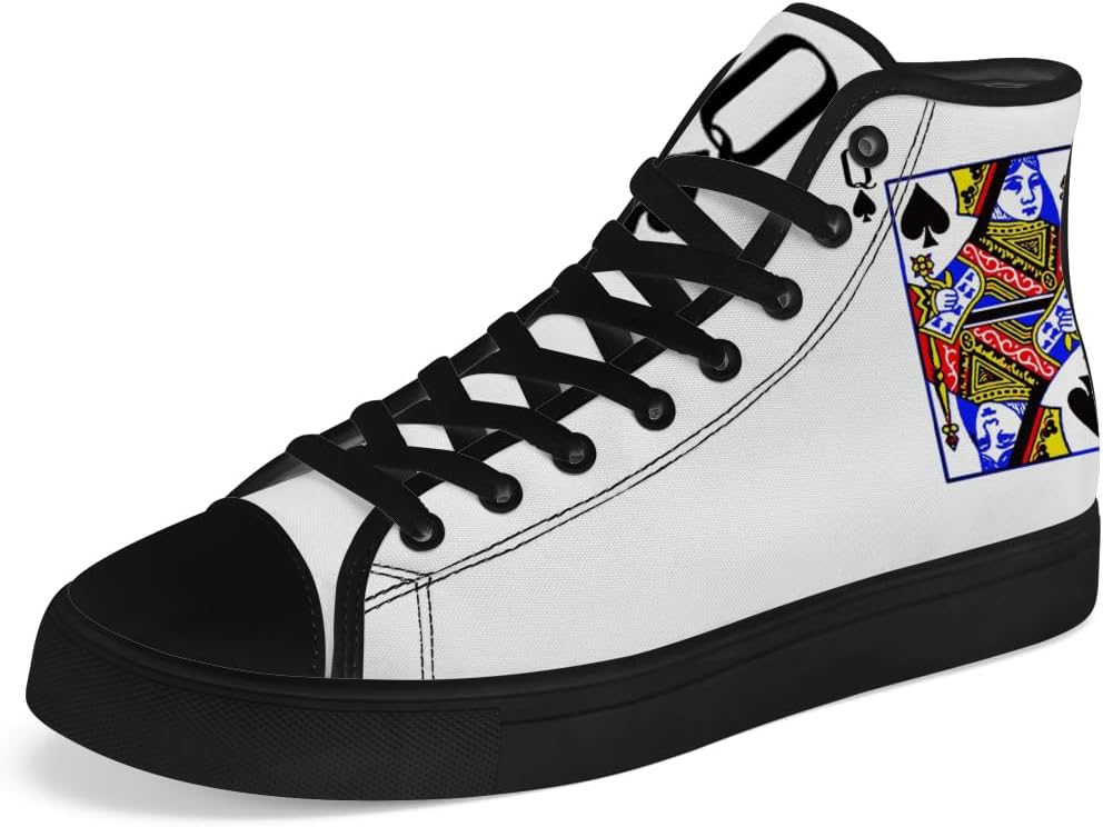 Кеды Chebing Poker High Top из холщовой ткани с рисунком карт, высокие кеды на шнуровке, повседневная обувь, подарок для мужчин и женщин, белый
Кеды Chebing Poker High Top из холщовой ткани с рисунком карт, высокие кеды на шнуровке, повседневная обувь, подарок для мужчин и женщин, белый