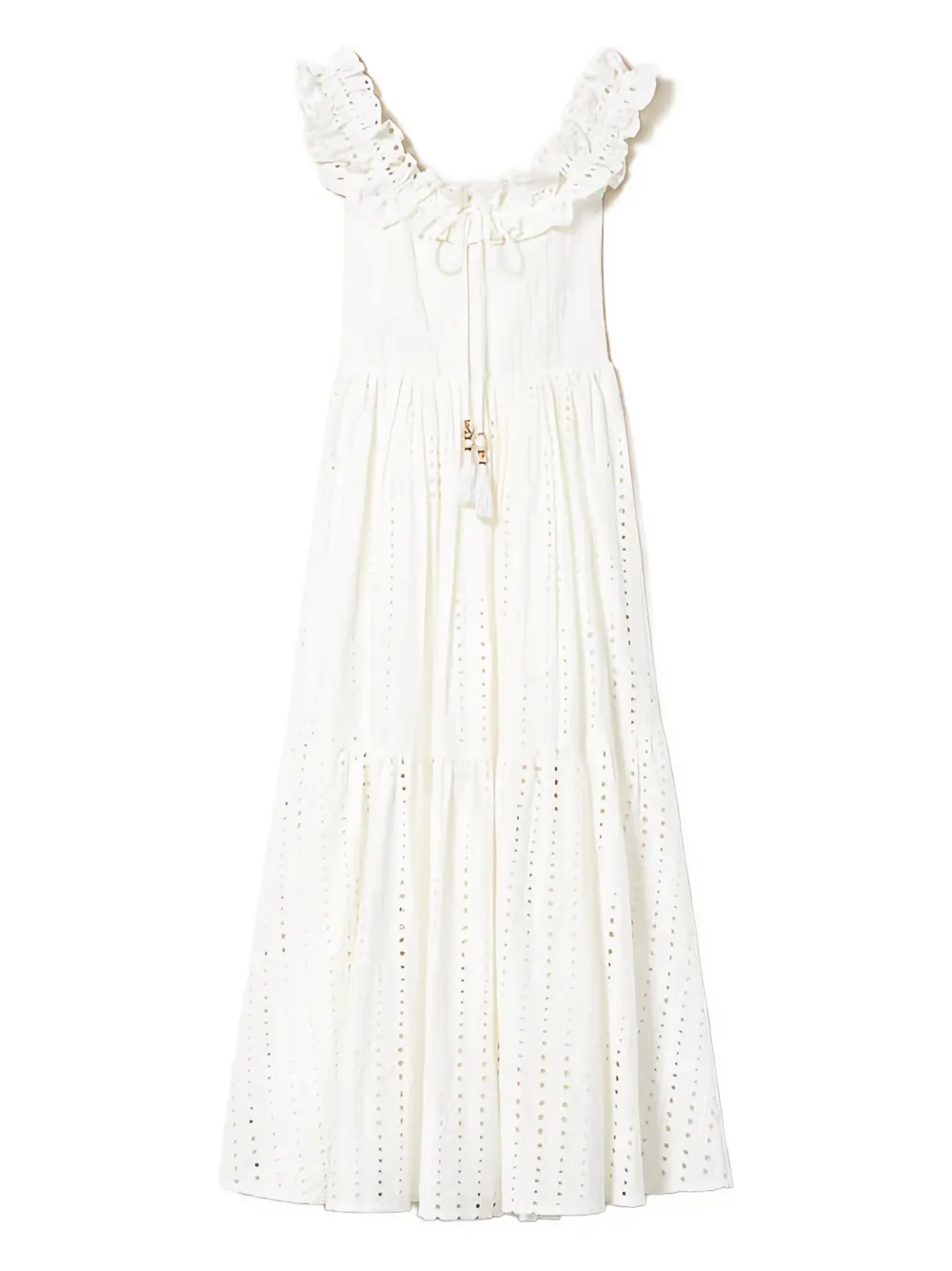 Платье миди с оборками и люверсами Twinset, белый
Платье миди с оборками и люверсами Twinset, белый