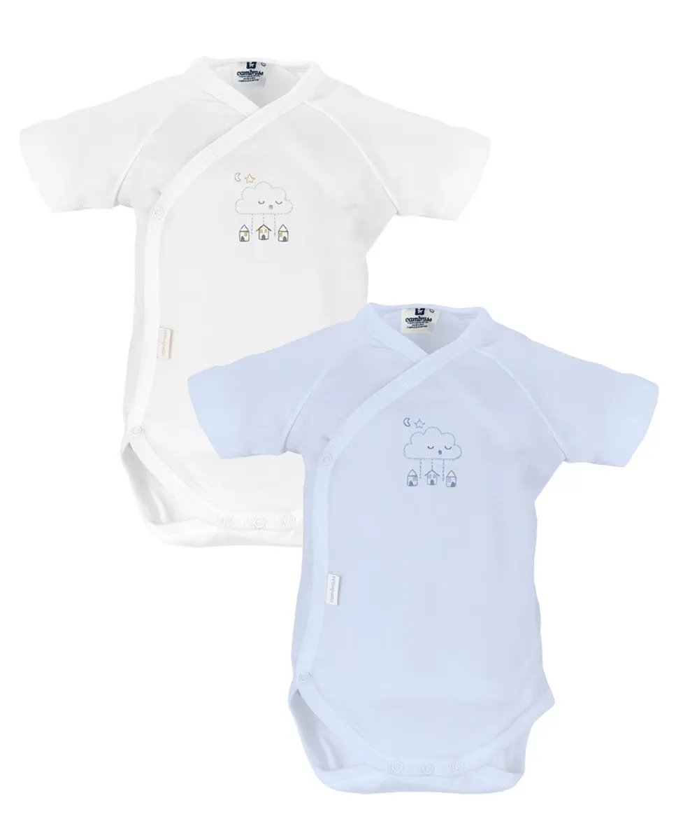 Упаковка 2 детских боди с коротким рукавом и вышивкой Cambrass, синий
Упаковка 2 детских боди с коротким рукавом и вышивкой Cambrass, синий