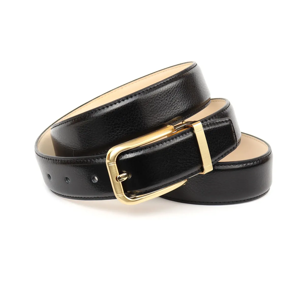 Кожаный ремень Anthoni Crown, золотистая застежка, слегка изогнутый, черный
Кожаный ремень Anthoni Crown, золотистая застежка, слегка изогнутый, черный